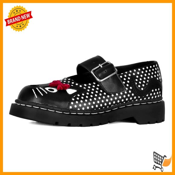 Round Toe Ankle Strap Oxford Flats with Playful Kitty Design